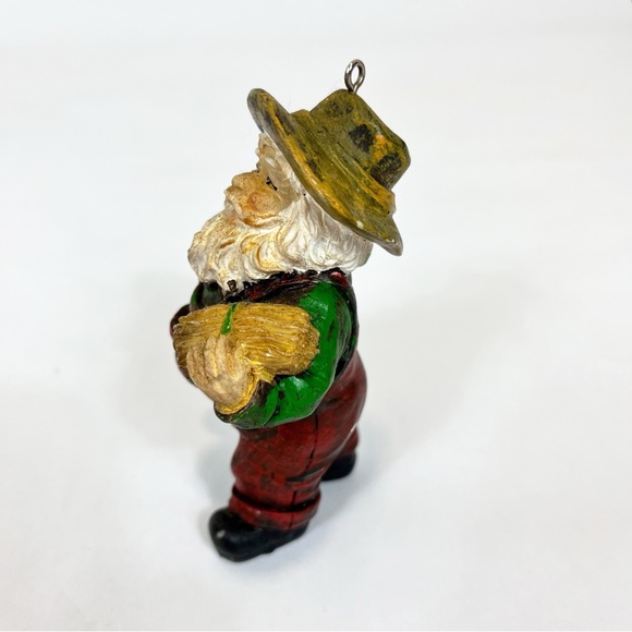 Farmer Santa Ornament Corn & Wheat Resin Vintage - Picture 2 of 6